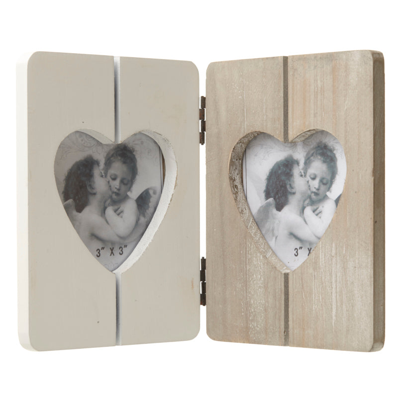 Wooden Double Heart Picture Frame