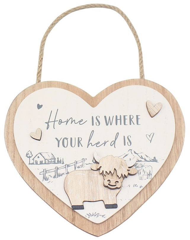 Home Highland Cow Plaque