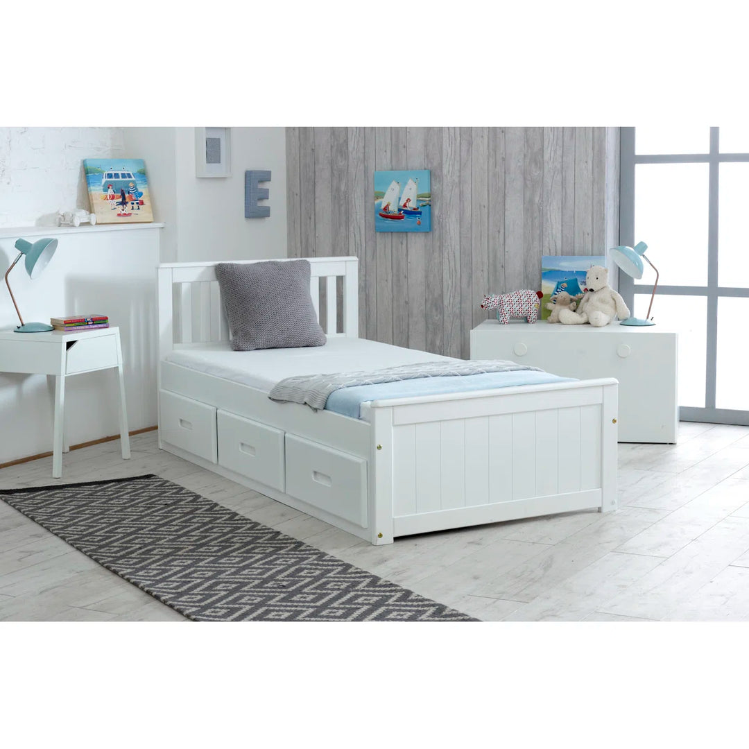 Mission White Wooden Storage Bed White
