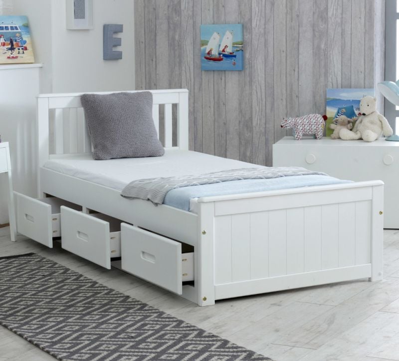 Mission White Wooden Storage Bed White