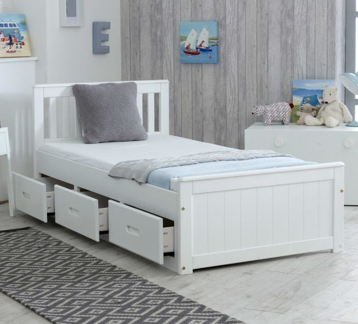Mission White Wooden Storage Bed White