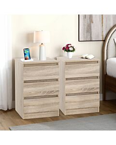 Malvern 3 Drawer Bedside X2