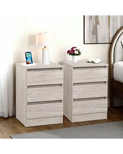 Malvern 3 Drawer Bedside X2