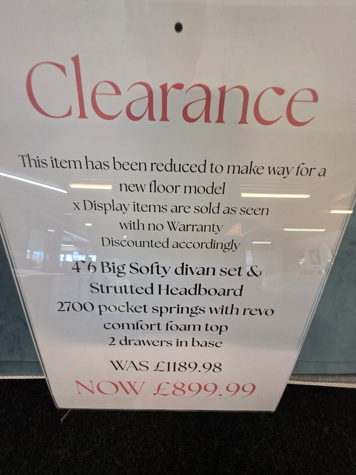 4'6 Big Softy Divan Set - Clearance