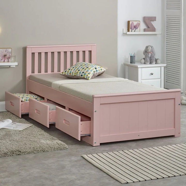 Mission pink Wooden Storage Bed Frame - 3ft Single