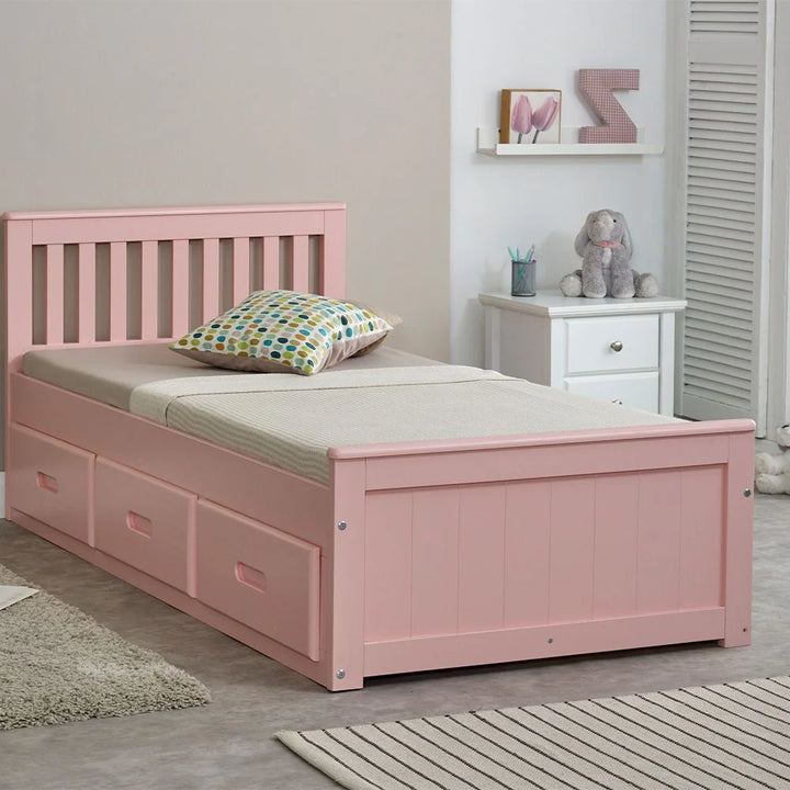 Mission pink Wooden Storage Bed Frame - 3ft Single