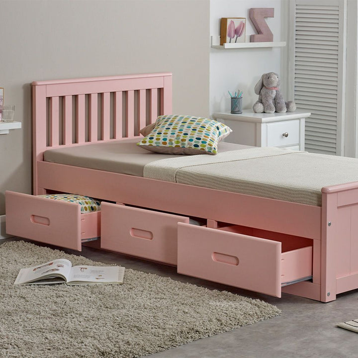 Mission pink Wooden Storage Bed Frame - 3ft Single