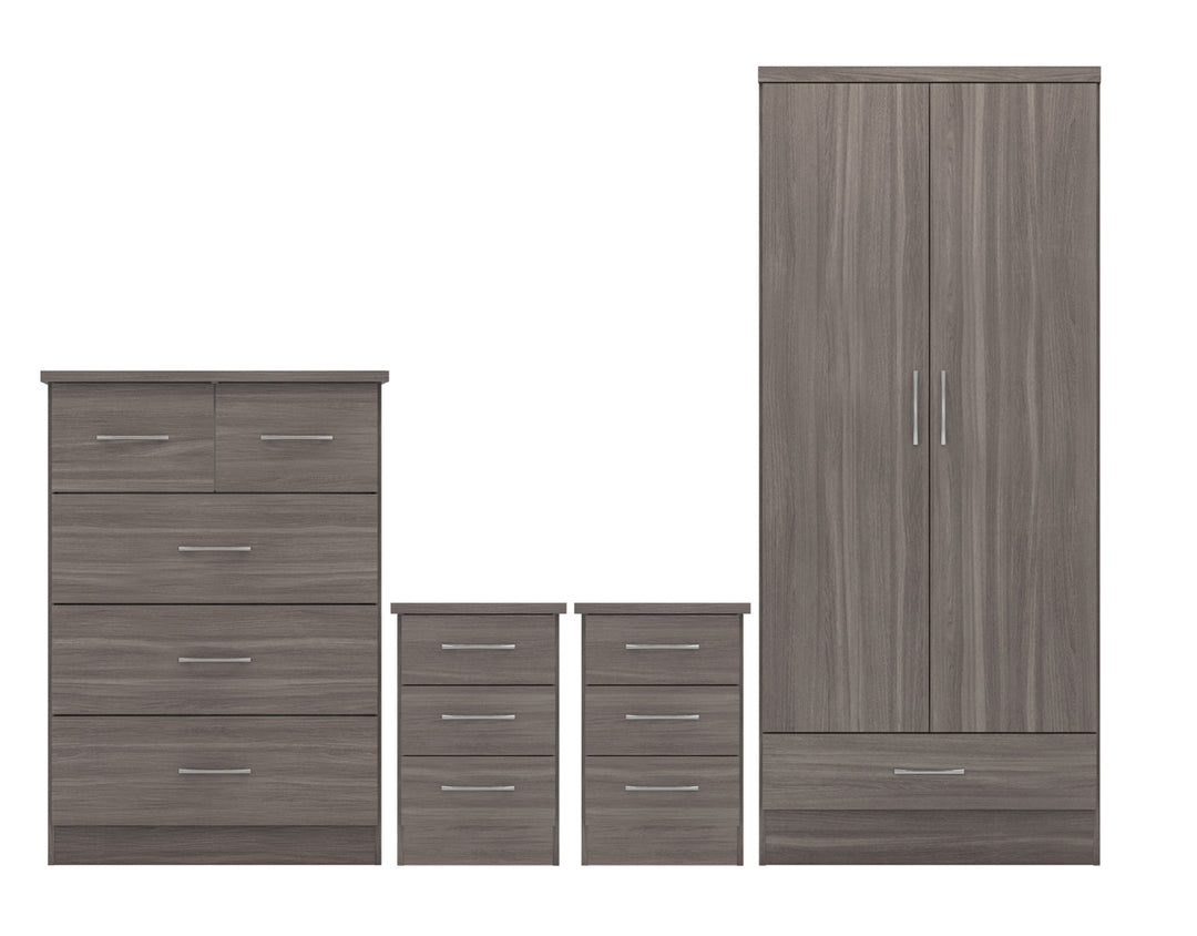 Nevada 2 Door 1 Drawer Wardrobe Bedroom Set