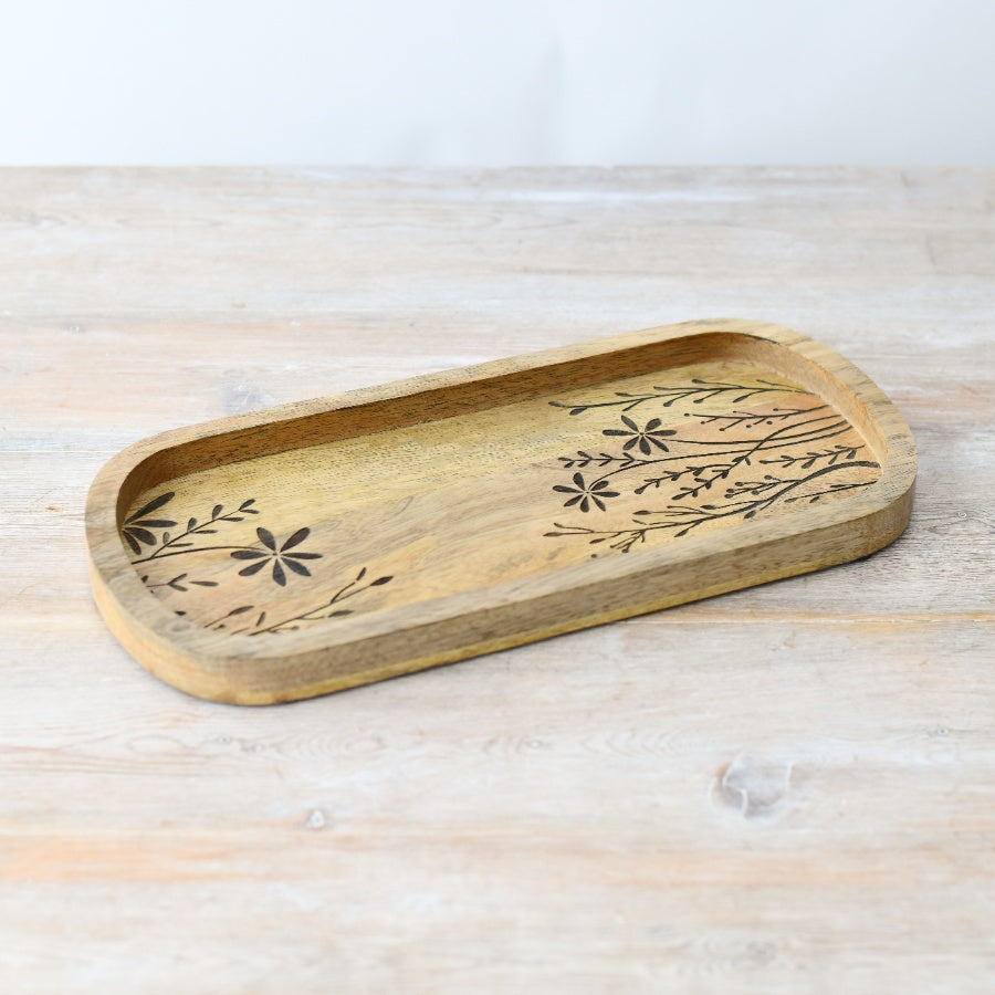 Etched Flower Serving Tray