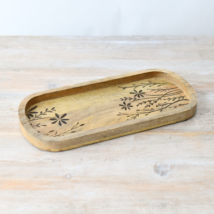 Etched Flower Serving Tray