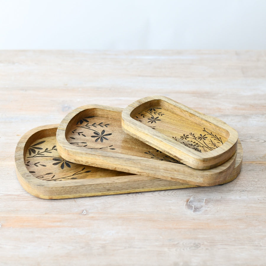 Etched Flower Serving Tray
