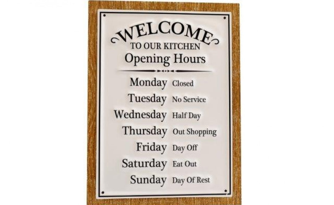 Kitchen Opening Hours Sign