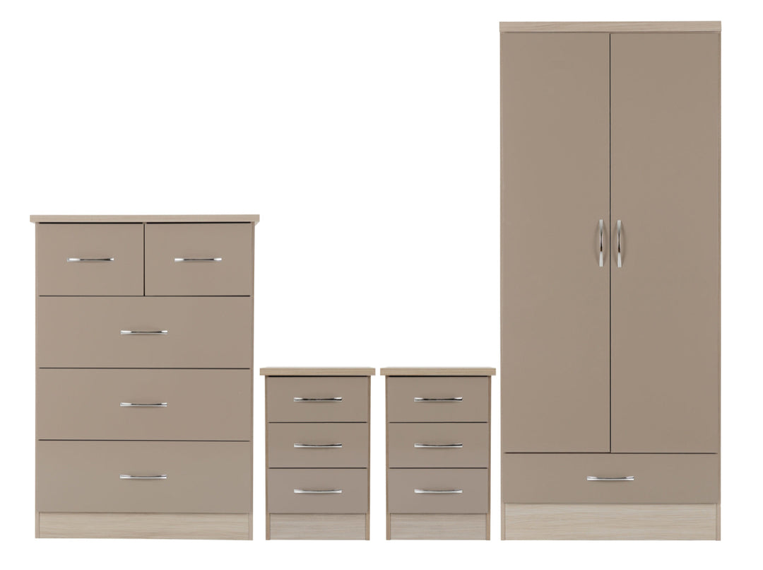 Nevada 2 Door 1 Drawer Wardrobe Bedroom Set