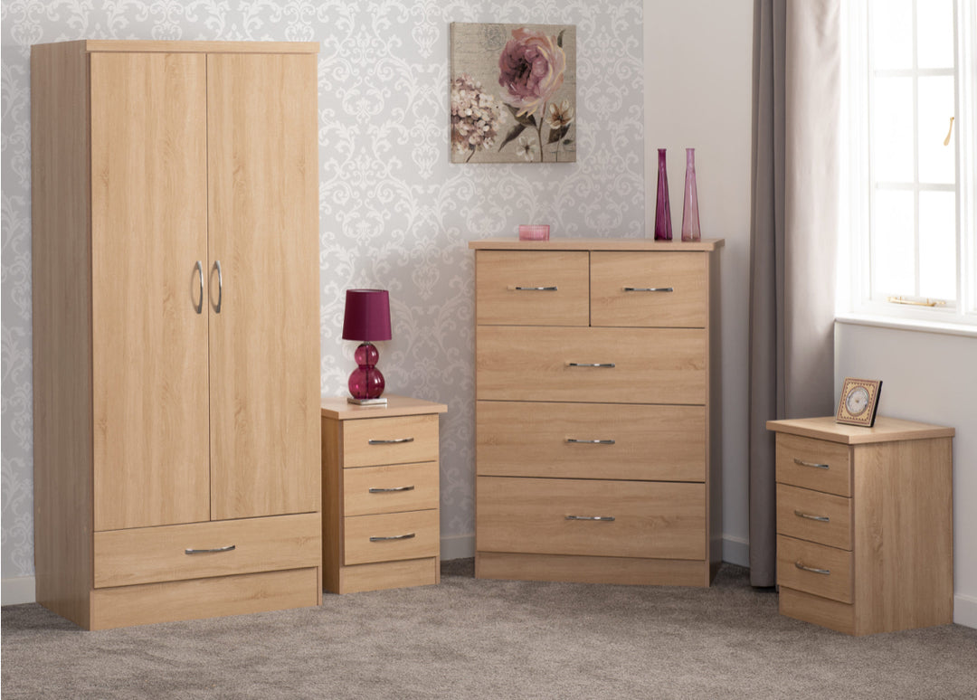 Nevada 2 Door 1 Drawer Wardrobe Bedroom Set