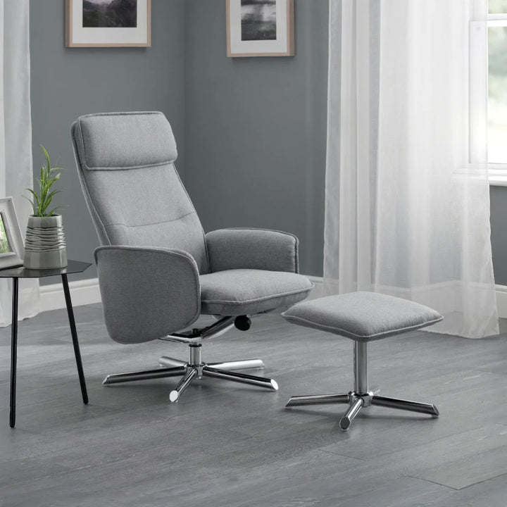 Aria Recliner & Stool with Chrome Base