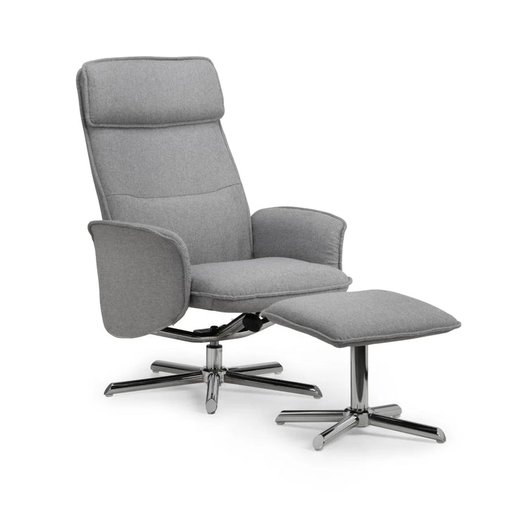 Aria Recliner & Stool with Chrome Base