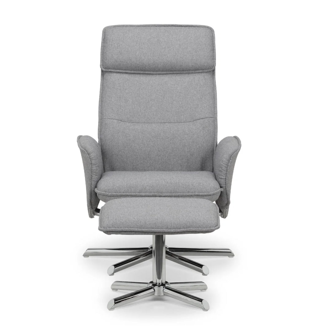 Aria Recliner & Stool with Chrome Base