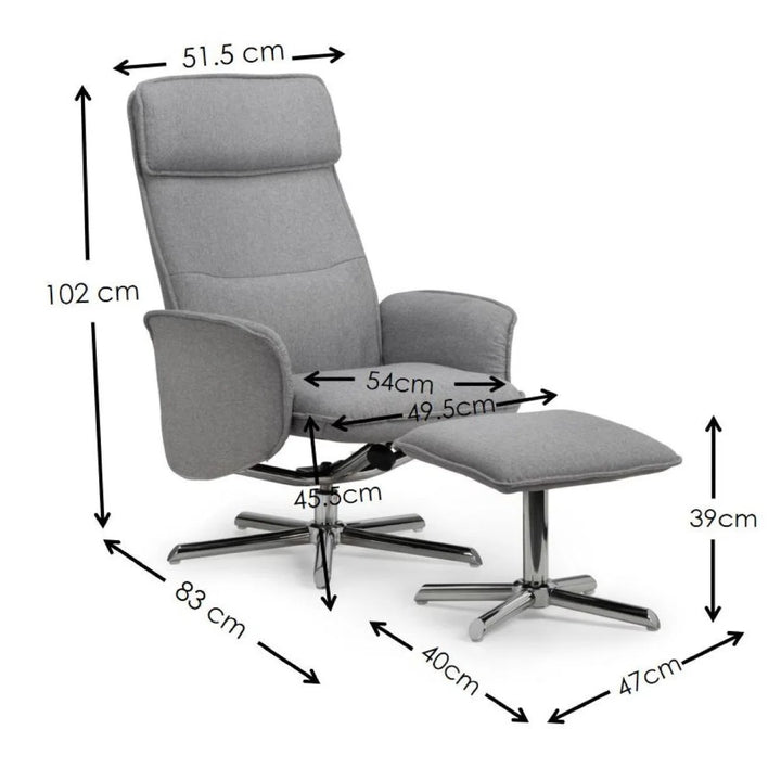 Aria Recliner & Stool with Chrome Base