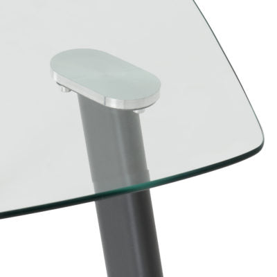 Abbey Dining Set with 4 chairs  Clear Glass/Grey/Grey Faux Leather