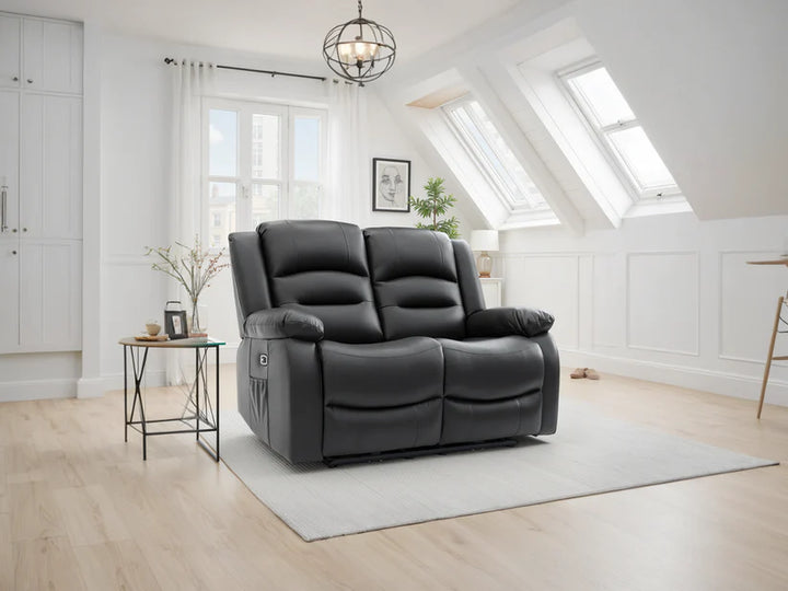Alva Electric Recliner Sofa Black 2 Seater