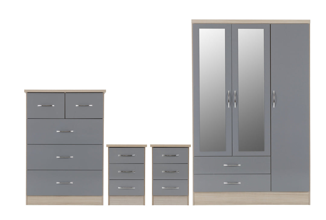 Nevada 3 Door 2 Drawer Wardrobe Bedroom Set