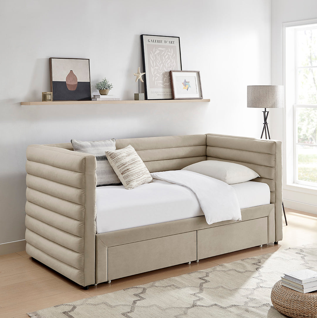 Bellatrix Daybed with Drawers Taupe