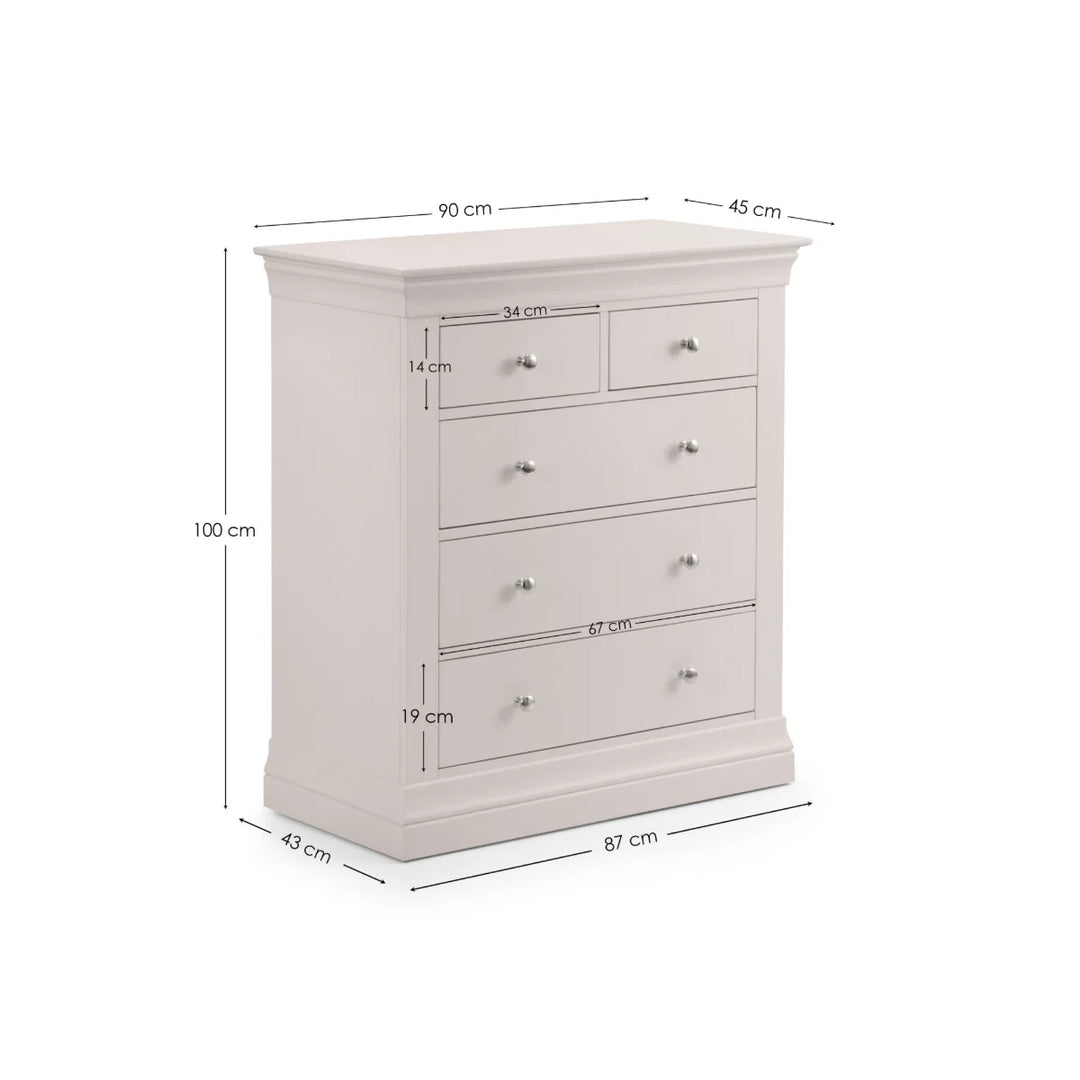 Clermont 3+2 Drawer Chest - Light Grey