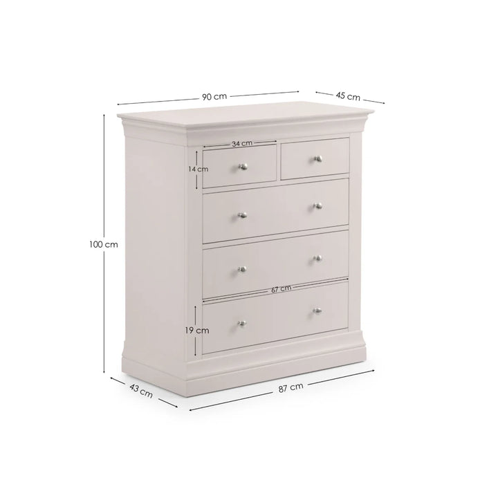 Clermont 3+2 Drawer Chest - Light Grey