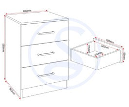 Dakota 3 Drawer Bedside