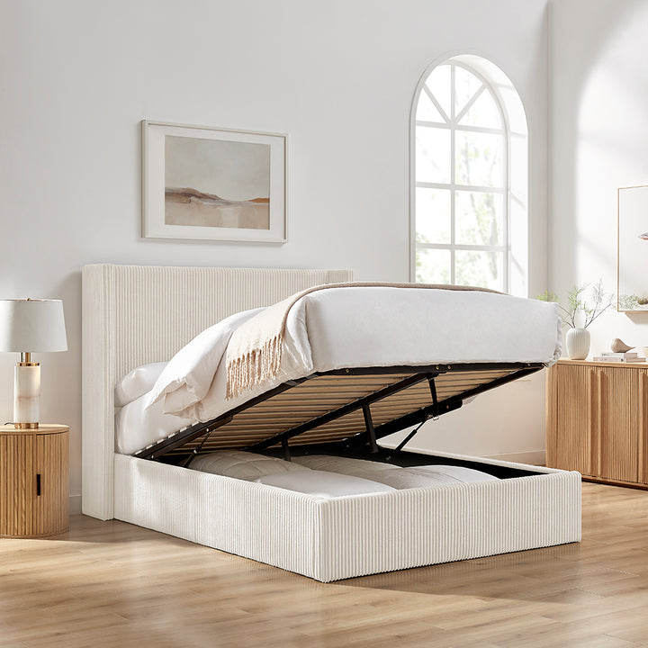 Gemini Double Cord Natural Storage Bed Frame