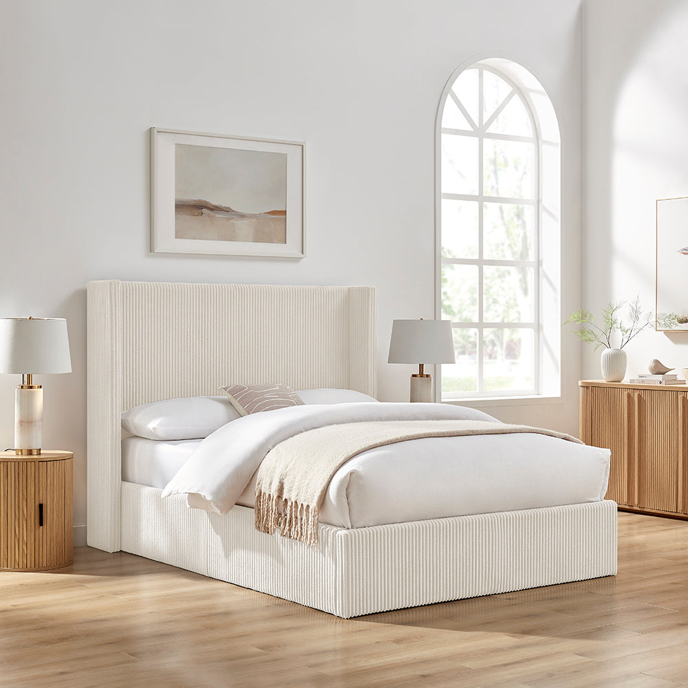 Gemini Double Cord Natural Storage Bed Frame