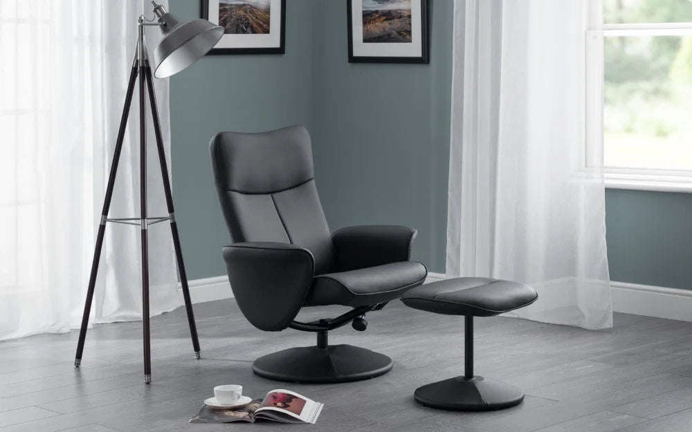 Lugano Recliner & Stool With Covered Base