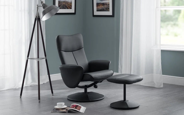 Lugano Recliner & Stool With Covered Base