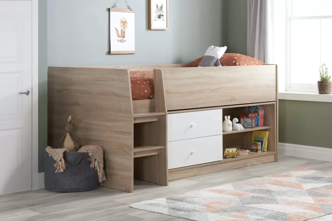 Leyton Cabin Bed White & Oak Effect