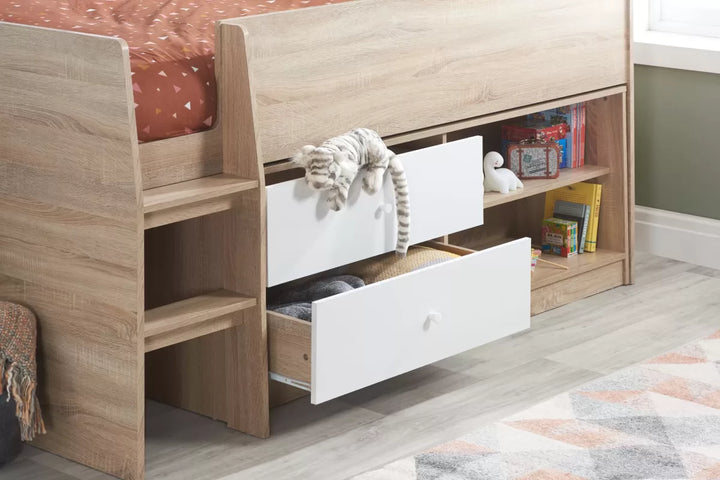 Leyton Cabin Bed White & Oak Effect