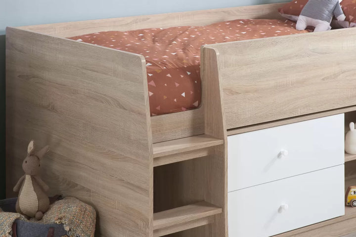 Leyton Cabin Bed White & Oak Effect