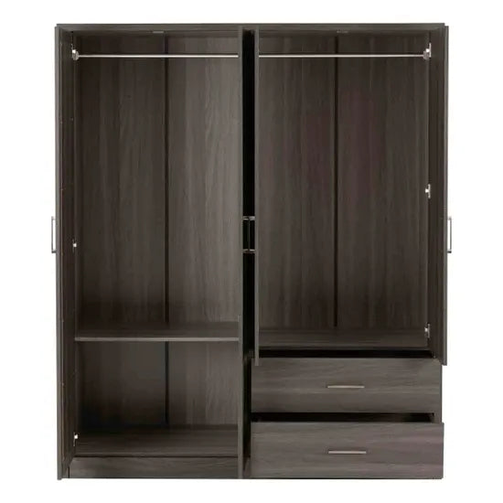 Lisbon 4 Door Wardrobe - Black Wood Grain