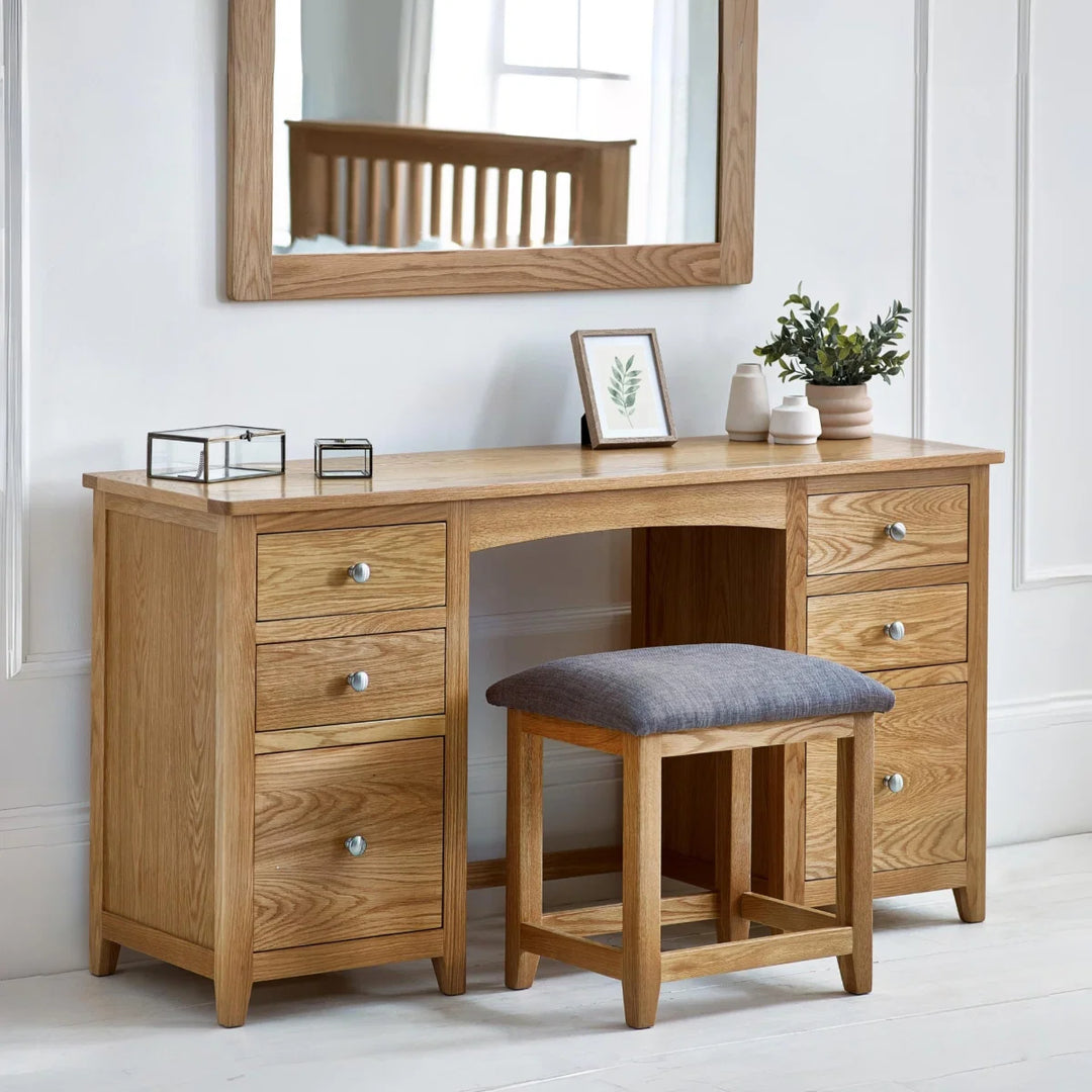 Mallory Twin Pedestal Dressing Table + Stool Set