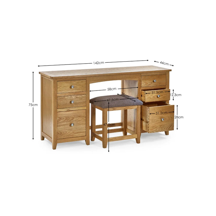 Mallory Twin Pedestal Dressing Table + Stool Set