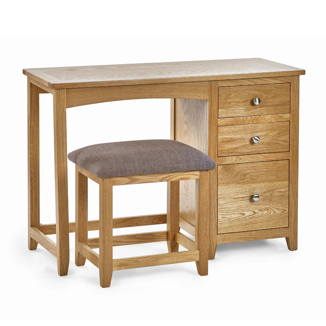 Mallory Single Pedestal Dressing Table + Stool Set