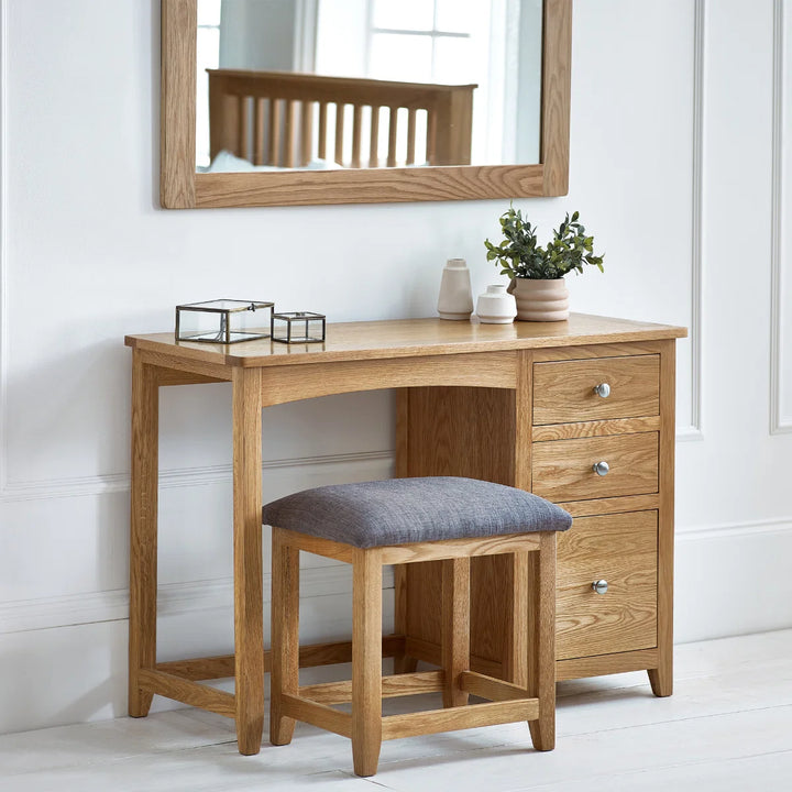 Mallory Single Pedestal Dressing Table + Stool Set