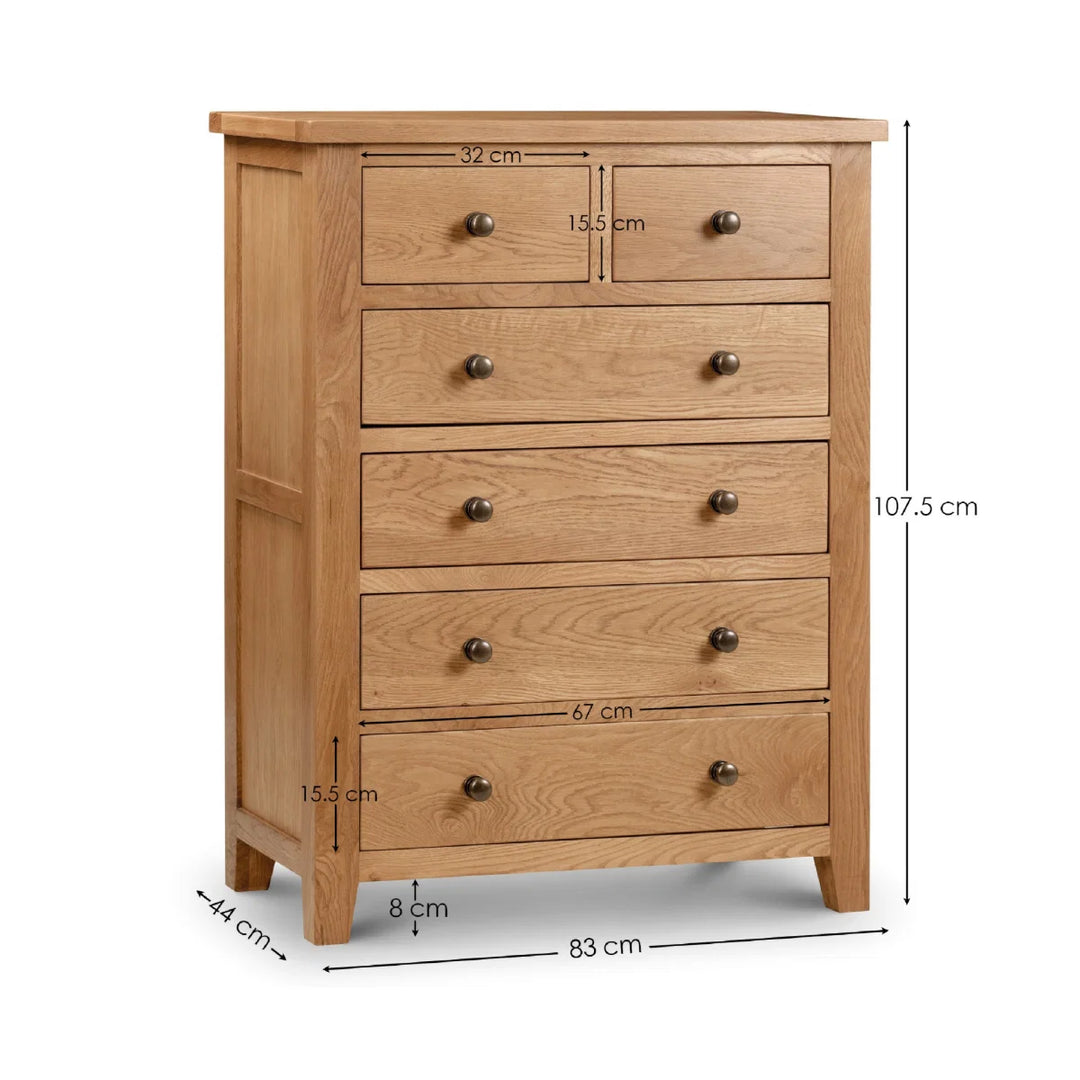 Marlborough Oak 4+2 Drawer Chest