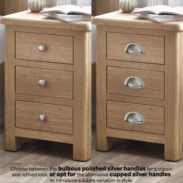 Memphis Limed Oak 3 Drawer Bedside