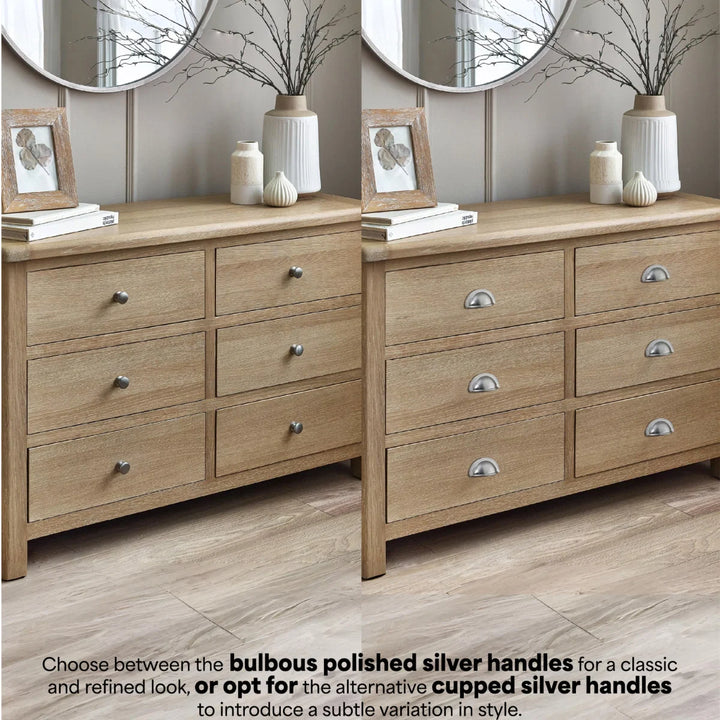 Memphis Limed Oak 6 Drawer Wide Chest