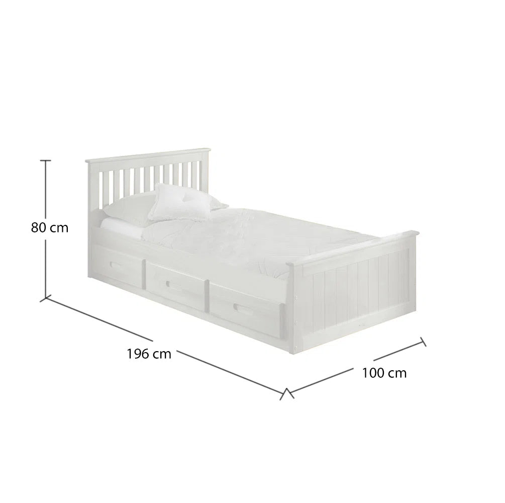 Mission White Wooden Storage Bed White