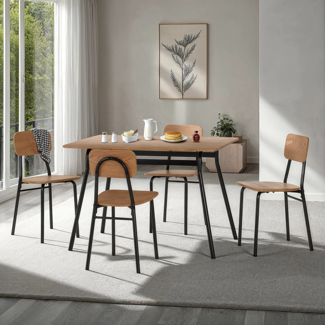 Warren 1+4 Dining Set Russet Oak Effect/Black