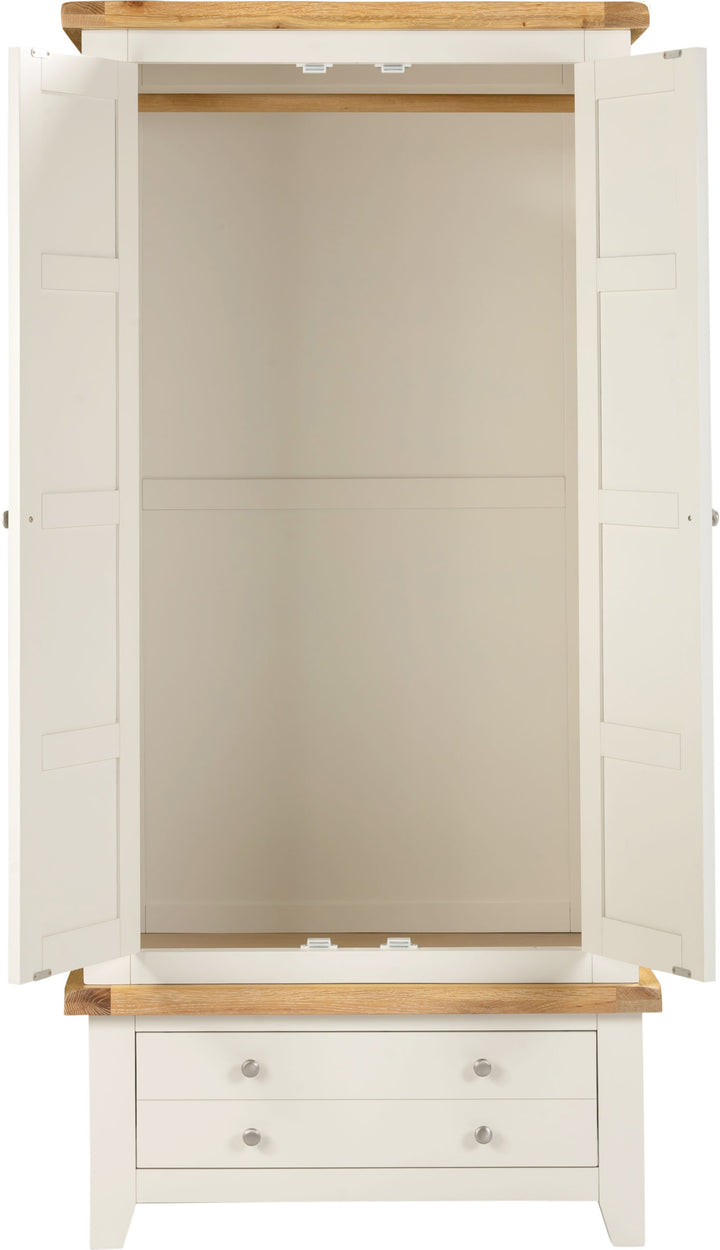 Windsor 2 Door 1 Drawer  Wardrobe Ivory/Oak