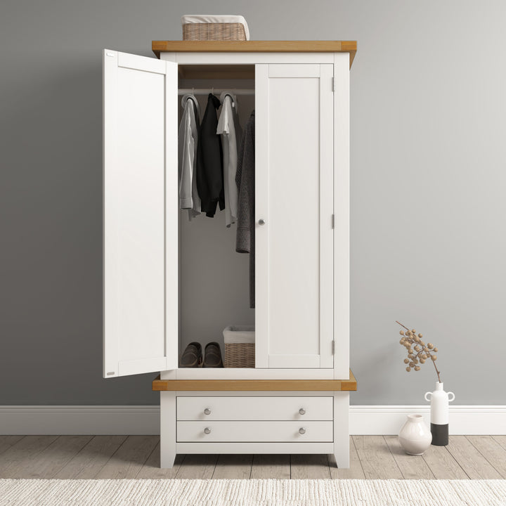 Windsor 2 Door 1 Drawer  Wardrobe Ivory/Oak