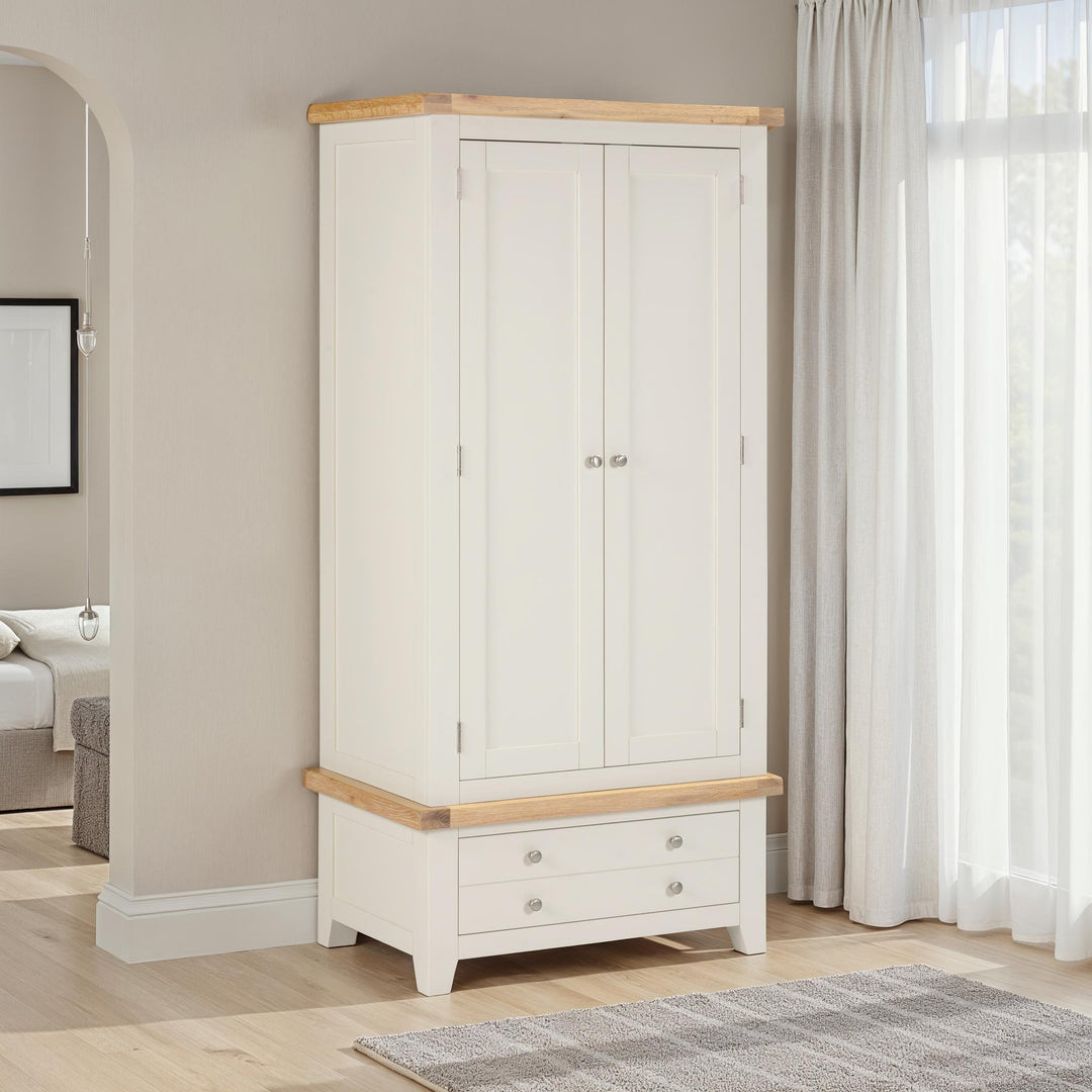 Windsor 2 Door 1 Drawer  Wardrobe Ivory/Oak