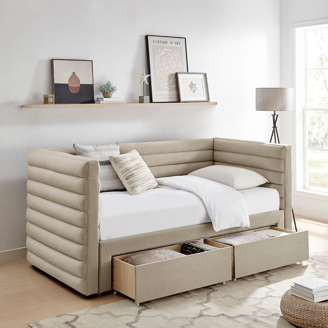 Bellatrix Daybed with Drawers Taupe